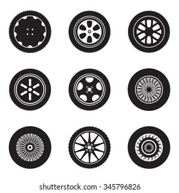 Car wheels icon set