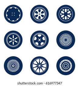 Car wheels icon set