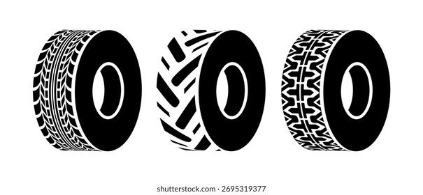 Iconos de las ruedas de coche fijados Vector