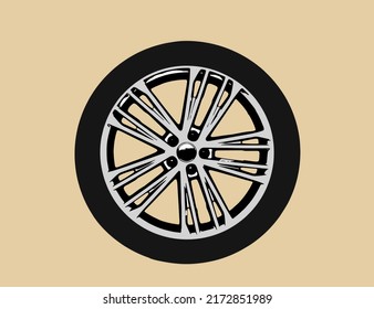 Car wheels isolated on a white background. Car tire, Aluminum wheels isolated on white background.