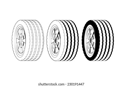 car wheels on white background