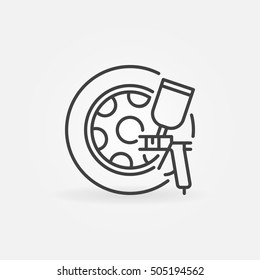 Car wheels paint icon. Vector rims paint minimal symbol or logo element in thin line style