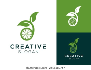 Car wheels with plants as shoots logo design for automotive and eco-friendly