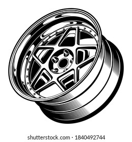 car wheels rims line art silhouette illustration for conceptual design