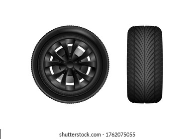 Car wheels with sports auto rims. Car wheels isolated on white background