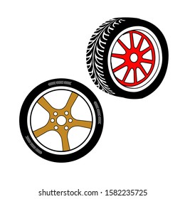 car wheels vector collection . icon ilustration. doodle