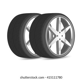 Car wheels vector graphic design on a white background