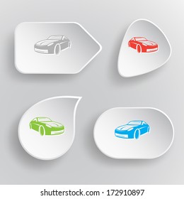 Car. White flat vector buttons on gray background.