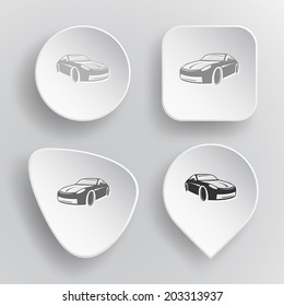 Car. White flat vector buttons on gray background.