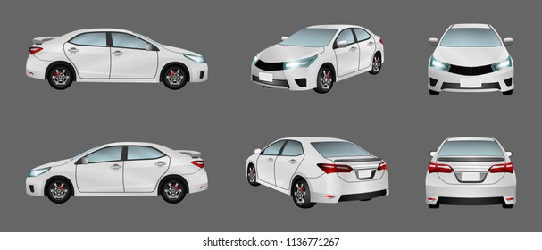 Car white isolate on the background. Ready to apply to your design. Vector illustration.