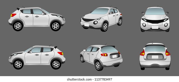 Car white isolate on the background. Ready to apply to your design. Vector illustration.