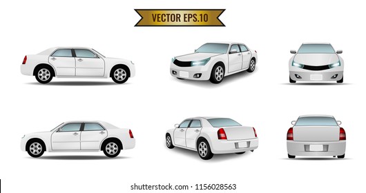 Car white isolate on the background. Ready to apply to your design. Vector illustration.