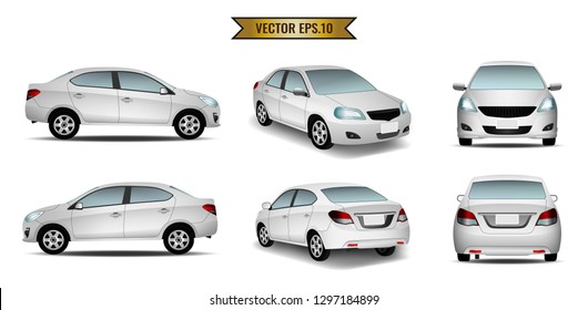 Car white isolate on the background. Ready to apply to your design. Vector illustration.