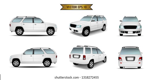 Car white isolate on the background. Ready to apply to your design. Vector illustration.