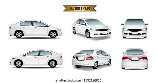 Car white isolate on the background. Ready to apply to your design. Vector illustration.