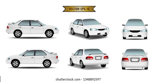 Car white isolate on the background. Ready to apply to your design. Vector illustration.