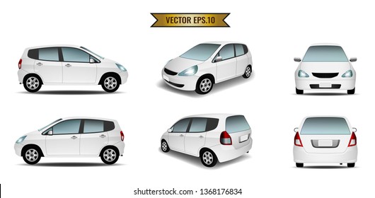 Car white isolate on the background. Ready to apply to your design. Vector illustration.