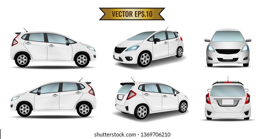 Car white isolate on the background. Ready to apply to your design. Vector illustration.