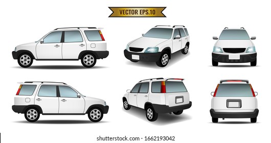 Car white isolate on the background. Ready to apply to your design. Vector illustration.