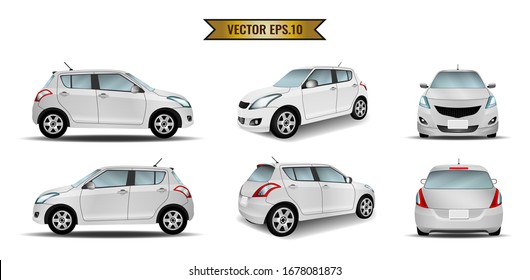 Car white isolate on the background. Ready to apply to your design. Vector illustration.