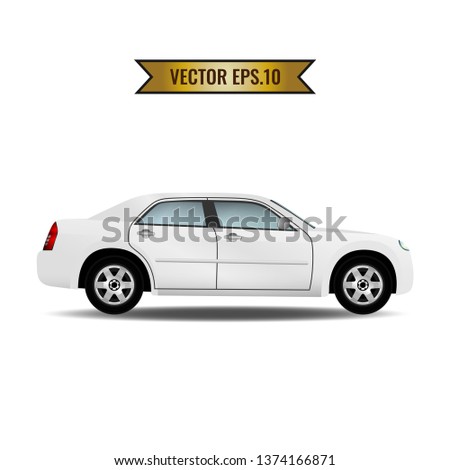 Car white isolate on the background. Ready to apply to your design. Vector illustration.