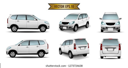 Car white isolated on the background. Ready to apply to your design. Vector illustration.