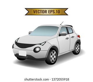 The car white isolated on the background. Ready to apply to your design. Vector illustration.