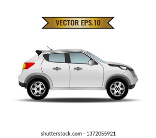 The car white isolated on the background. Ready to apply to your design. Vector illustration.