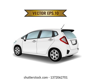 The car white isolated on the background. Ready to apply to your design. Vector illustration.