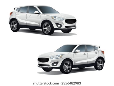 Car white isolated on the background. Ready to apply to your design. Vector illustration.