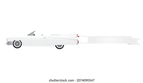 Car with white ribbon. vector