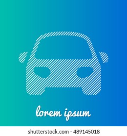 Car White stroke fill with blue & green gradient background Icon / Logo Design