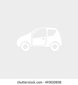 Car - white vector  icon with shadow