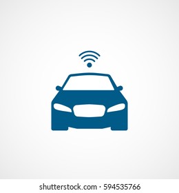Car And Wi-Fi Blue Flat Icon On White Background