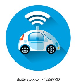 Car With Wifi Internet Icon Flat Vector Illustration