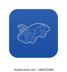 Car with wifi sign icon blue vector isolated on white background