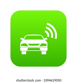 Car with wifi sign icon digital green for any design isolated on white vector illustration