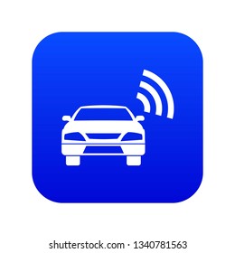 Car with wifi sign icon digital blue for any design isolated on white vector illustration