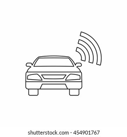 Car with wifi sign icon in outline style isolated vector illustration