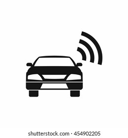 Car with wifi sign icon in simple style isolated vector illustration