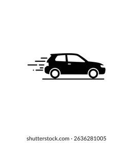 Car with wind trail showing speed and motion effect on road