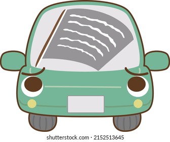 Car window with streaky marks after wiping due to deterioration of wiper rubber