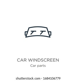 Car windscreen icon. Thin linear car windscreen outline icon isolated on white background from car parts collection. Line vector sign, symbol for web and mobile