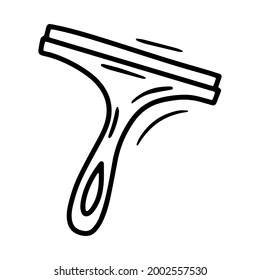 Car windscreen or mirror scraper, doodle-style linear icon