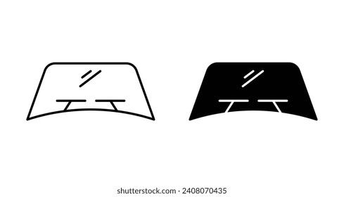 car windscreen  outline icon collection or set. car wiper to clean glass Thin vector line art
