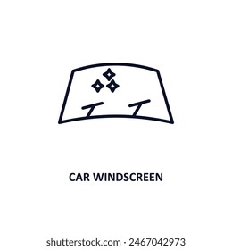 car windscreen outline icon.  Thin line icon from car parts collection. Editable vector isolated on white background