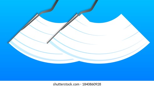 Car windscreen wipe glass, wiper cleans the windshield. Vector stock illustration