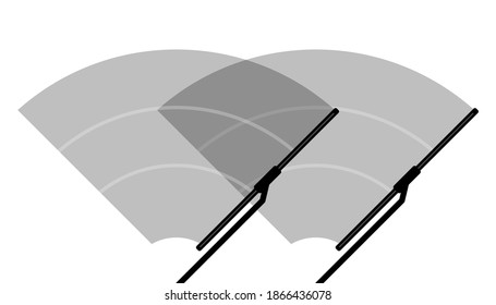 Vidrio del limpiaparabrisas de coches, dos limpiadores limpian el parabrisas sobre fondo blanco. Diseño plano. Ilustración vectorial.