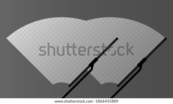 Car\
windscreen wiper glass, two wiper cleans the windshield on gray\
background. Flat design. Vector\
illustration.