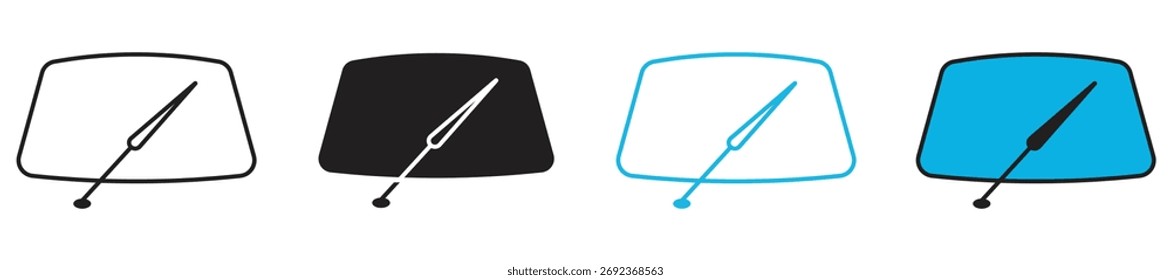 Car windscreen wiper icon set isolated on white background.  Vector illustration.